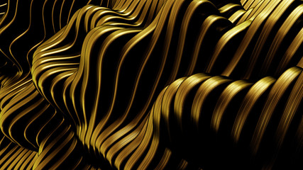Fototapeta na wymiar Gold background with lines. 3d illustration, 3d rendering.