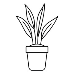 silhouette of houseplant with potted isolated icon