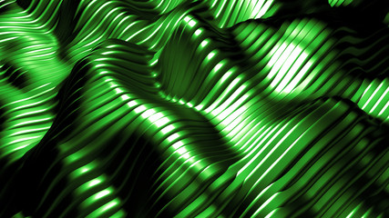 Green background with lines. 3d illustration, 3d rendering.