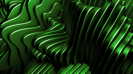 Green background with lines. 3d illustration, 3d rendering.