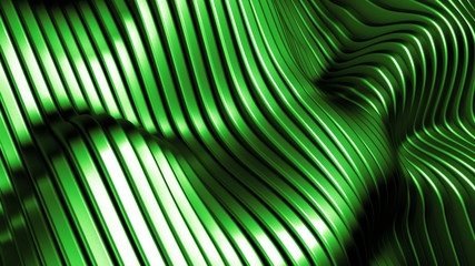 Green background with lines. 3d illustration, 3d rendering.