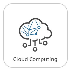 Simple Cloud Computing Vector Line Icon
