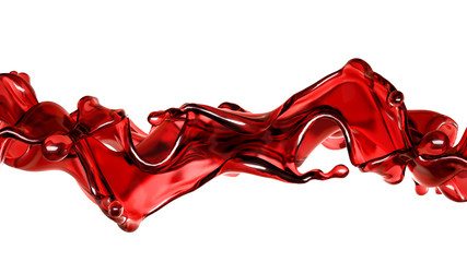 Obraz na płótnie Canvas A splash of a transparent red liquid on a white background. 3d illustration, 3d rendering.