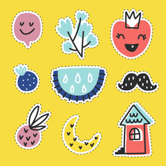 Summer doodle stickers set