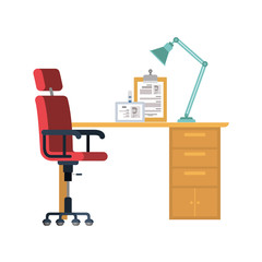 office desk with chair in white background