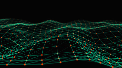 Structural connection of information. Data transfer in network connection. Abstract data background. 3D rendering.