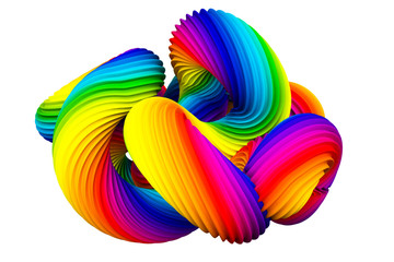 Abstract rainbow shape. 3d illustration, 3d rendering.