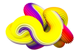 Abstract rainbow shape. 3d illustration, 3d rendering.