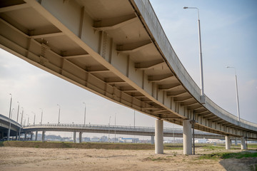 Road bridges in the city, urban landscape
