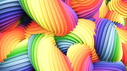 Abstract rainbow pastel shape. 3d illustration, 3d rendering.