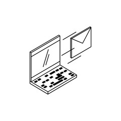 laptop computer with envelope mail