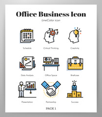 Office business icons LineColor pack