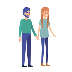 Fototapeta premium young couple in white background avatar character