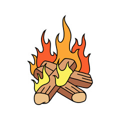 Fire camp vector illustration. illustration of bonfire