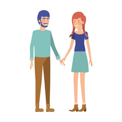 young couple in white background avatar character