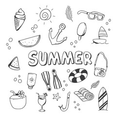 Summer collection Vector illustration. Cute draw concept of Summer