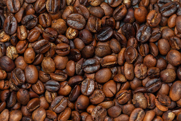 Toasted organic Coffee beans - coffeea arabica - pattern texture artesanal