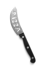 New clean pizza knife on white background
