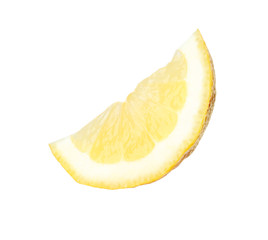 Cut fresh juicy lemon on white background