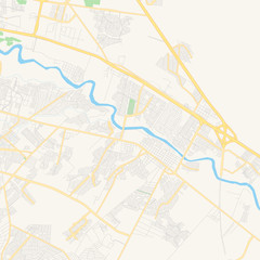 Obraz premium Empty vector map of Ciudad Benito Juárez, Nuevo León, Mexico