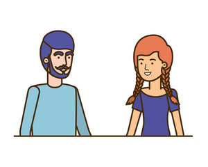 young couple in white background avatar character