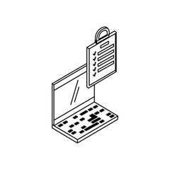 laptop computer with document checklist
