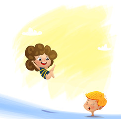Obraz na płótnie Canvas Vector Illustration Of Kid Swimming
