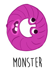 O letter cute monster vector design