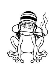 frosch kiffer joint hanf weed stoned bekifft drogen rauchen raggae jamaika amphibie kröte comic cartoon clipart design lustig cool müde froschkönig prinz märchen liebe frühling tümpel