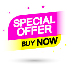 Special Offer, sale banner design template, buy now, discount tag, vector illustration