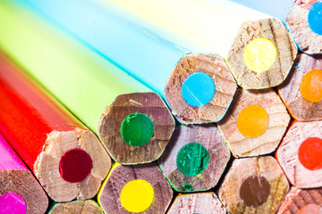 Super macro shot of colored pens