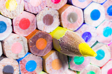 Super macro shot of back of colored pens