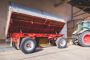 Obraz premium Warehouse man worker with forklift. 