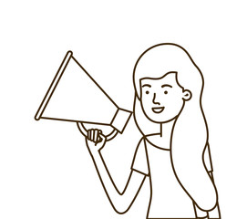 young woman with megaphone in the hand