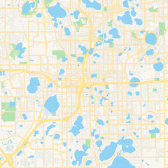 Empty vector map of Orlando, Florida, USA