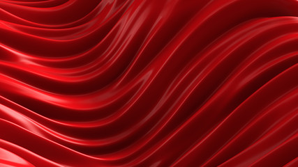 Luxury red background with flying fabric. 3d illustration, 3d rendering.