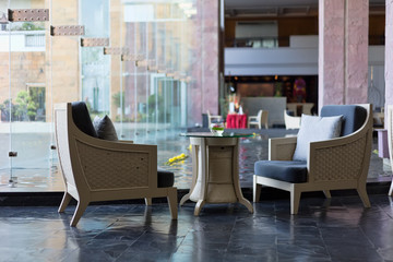 Secluded table for two in the lobby