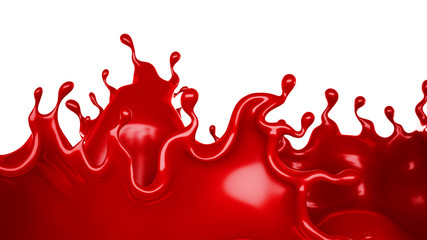 A splash of red thick liquid. 3d illustration, 3d rendering.