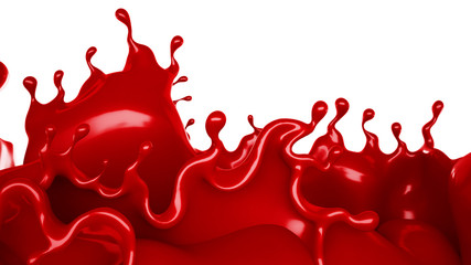A splash of red thick liquid. 3d illustration, 3d rendering.