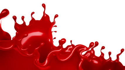 A splash of red thick liquid. 3d illustration, 3d rendering.