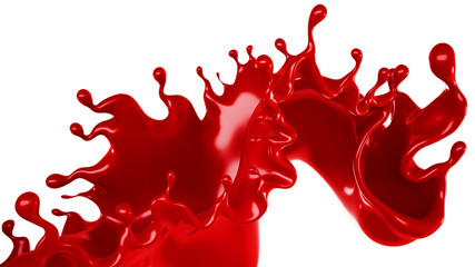 A splash of red thick liquid. 3d illustration, 3d rendering.