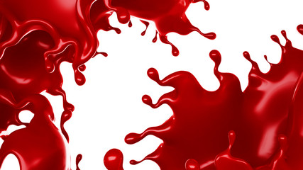 A splash of red thick liquid. 3d illustration, 3d rendering.