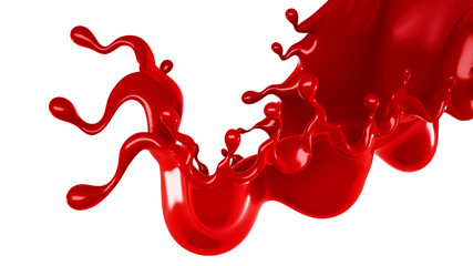 A splash of red thick liquid. 3d illustration, 3d rendering.