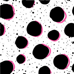 seamless pattern with dots . Vector freehand drawing . Designer blank.  Paint spots.