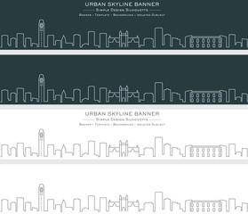 Ann Arbor Single Line Skyline Banner