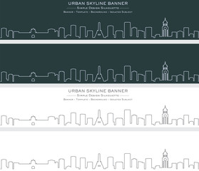 Fototapeta premium Manila Single Line Skyline Banner