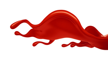 Fototapeta premium Splash of red paint. 3d illustration, 3d rendering.