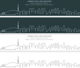 Fototapeta premium Qingdao Single Line Skyline Banner