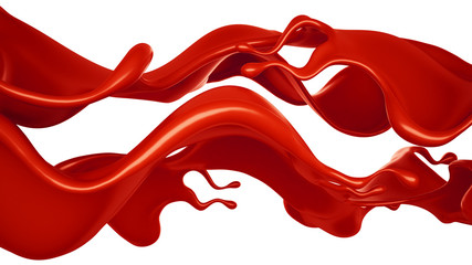 Splash of red paint. 3d illustration, 3d rendering.