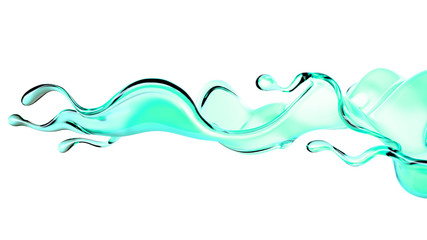 A splash of green transparent liquid. 3d illustration, 3d rendering.